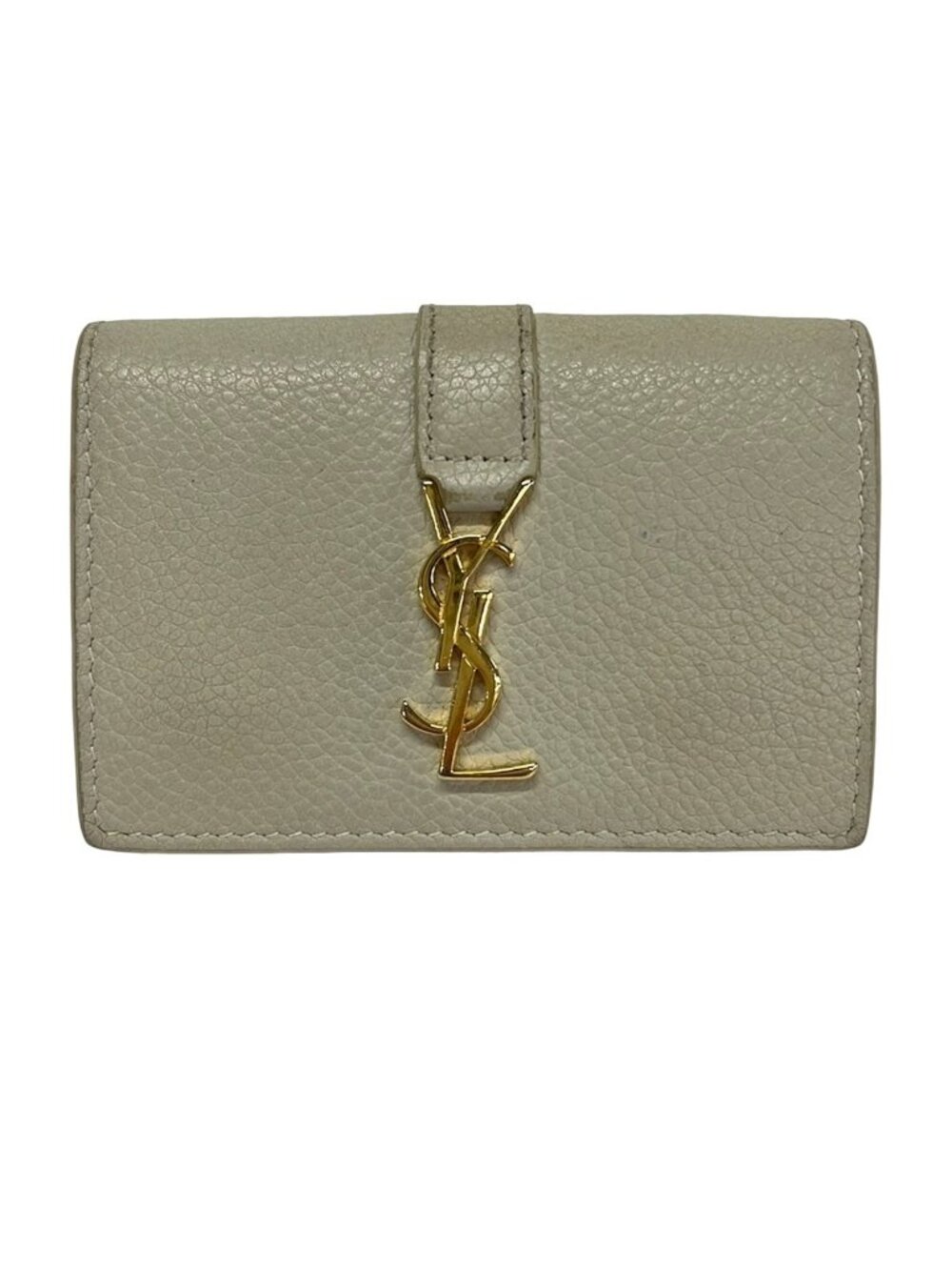 Saint Laurent Paris Trifold Wallet Origami Tiny Ivory Gold Leather
